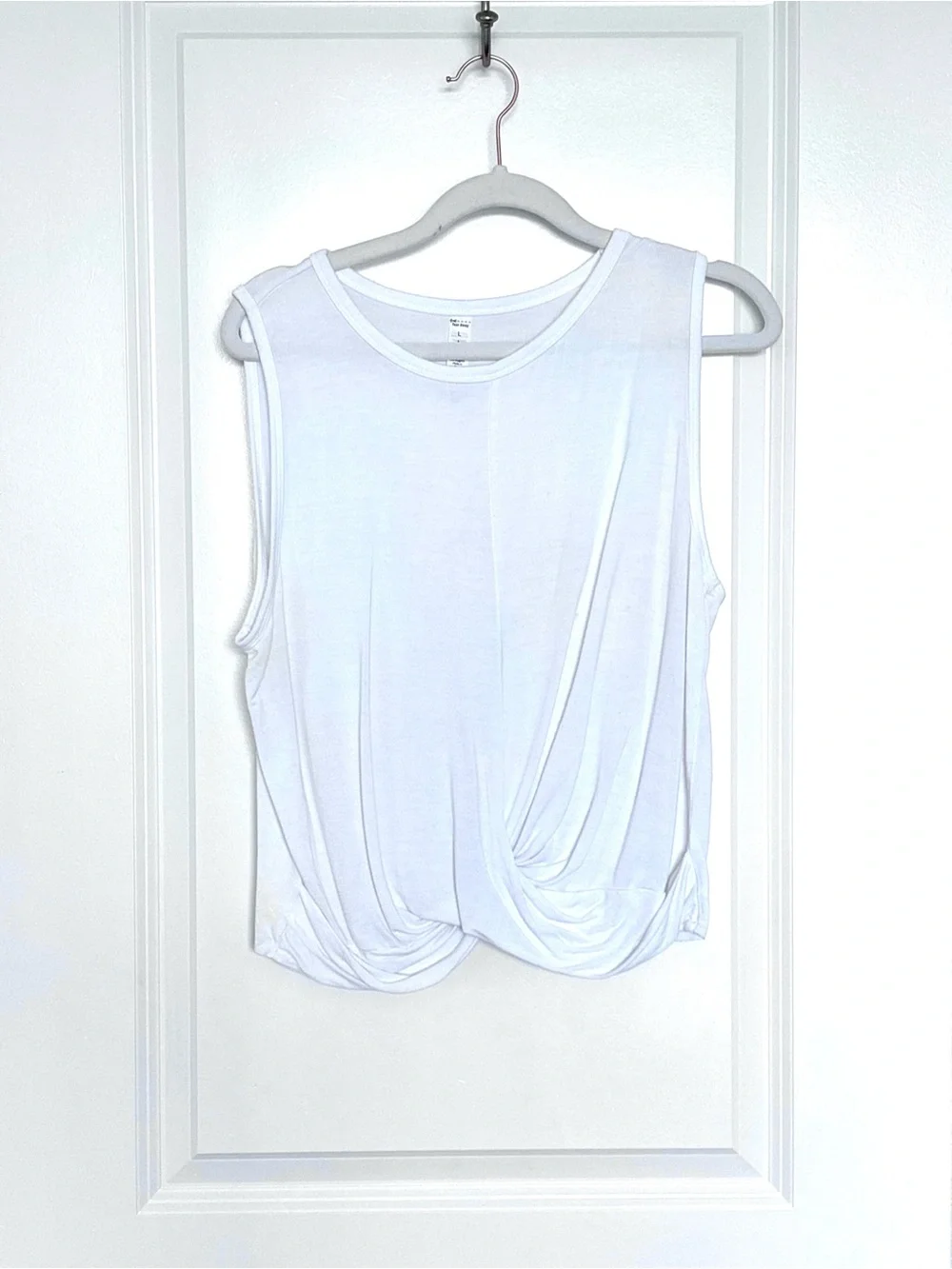Alo Yoga White Draped Side Muscle Tank Top Sleeveless Active Large Athleisure